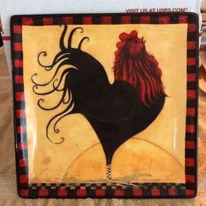 Dan Dipaolo Certified International Rise & Shine Rooster Chef Plate 11" x 11" Sq